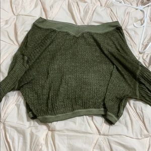 army green off the shoulder long sleeve